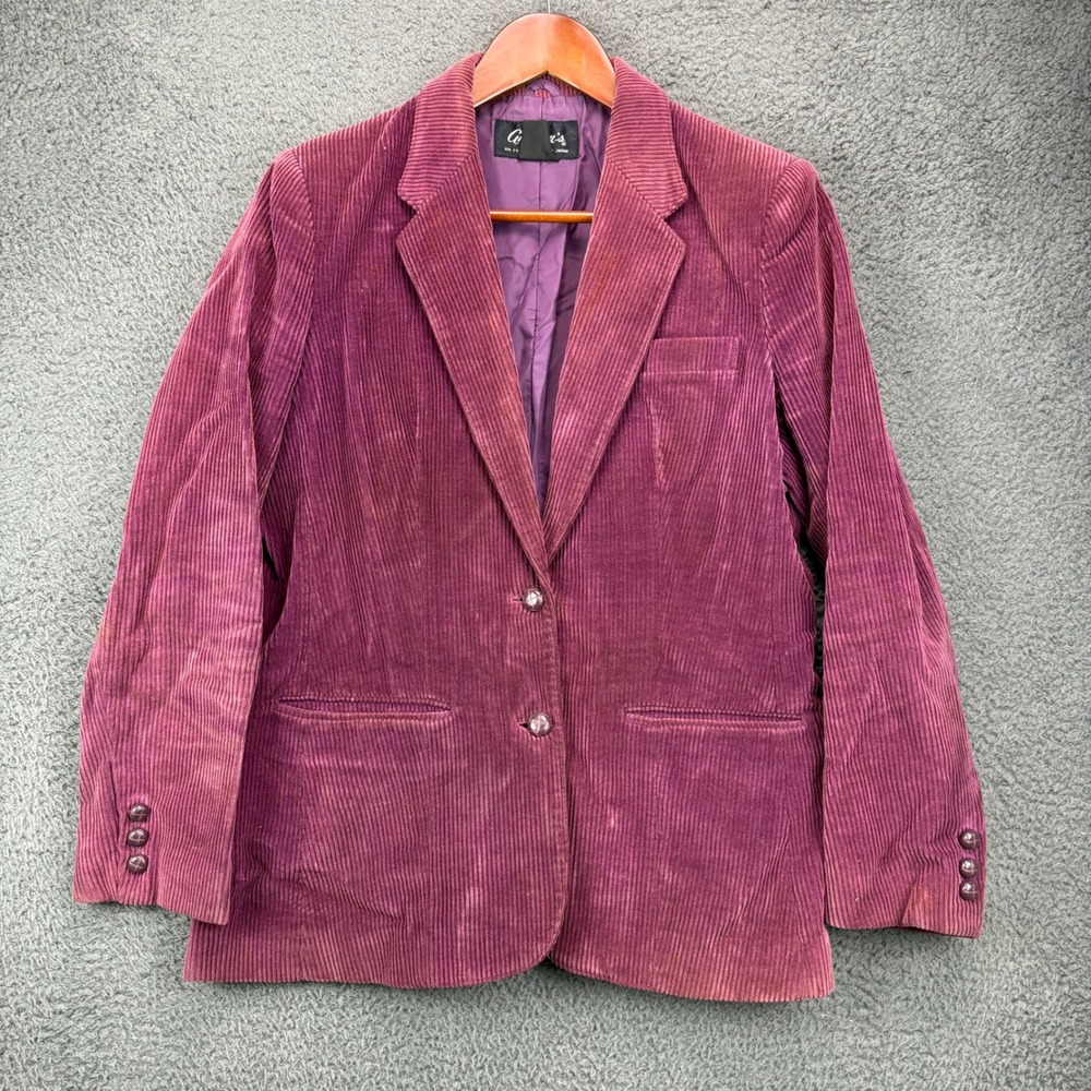 Vintage Anthony's Purple Corduroy Blazer Jacket Womens Size‎ 12 Made in Japan
